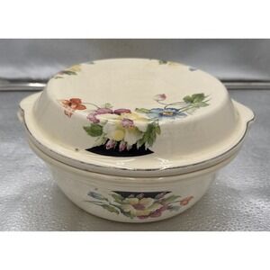 Vtg 1930s Paden City Pottery The Princess casserole‎ Flowers Round Covered  Bowl